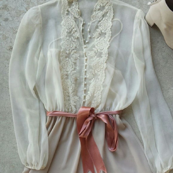 SOLD Vintage 70s Sheer Dress - Picture 2 of 3