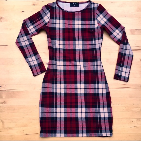Plaid Long Sleeve Mini Dress - from Scotland