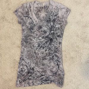 Printed T shirt with Rhinestones