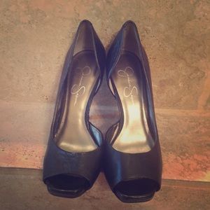 Jessica Simpson size 7 peep toe leather heels