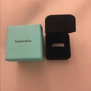 Authentic Tiffany and Co. white gold ring size 8