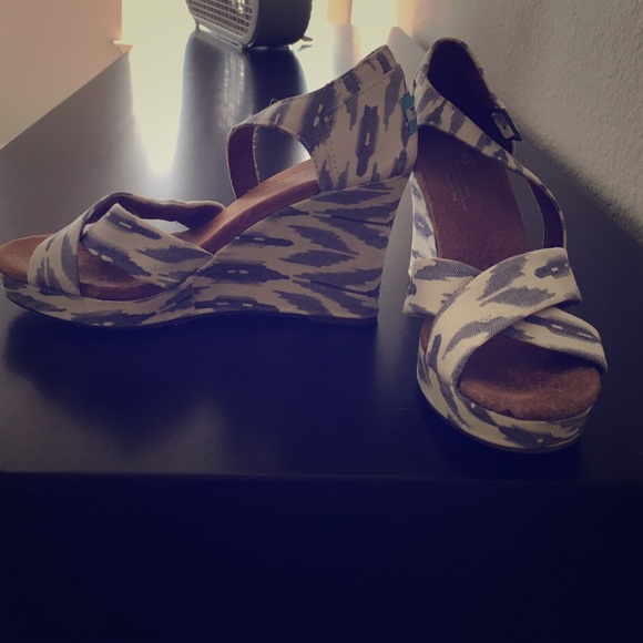 Blue Ikat TOMS wedges