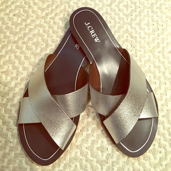 Metallic silver j.crew sandals