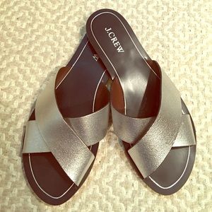 Metallic silver j.crew sandals
