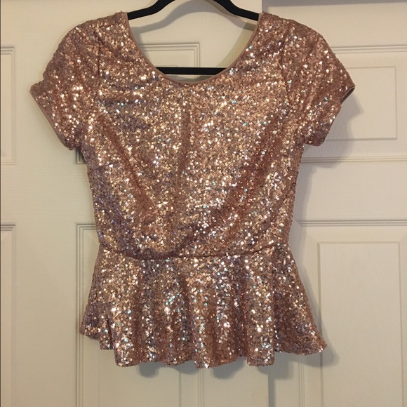 Gold sequin peplum top