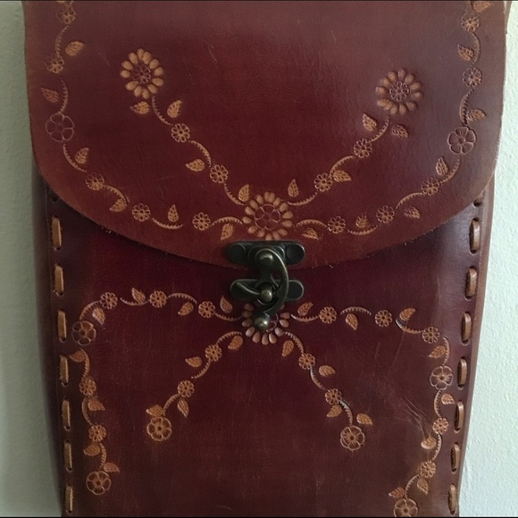 Large Vintage Hand tooled Hippie Messenger Bag