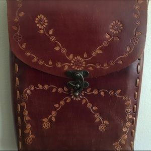 Large Vintage Hand tooled Hippie Messenger Bag