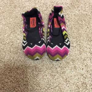 Missoni ballet flats in pink/black/green chevron