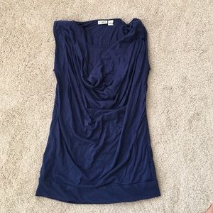 Navy tank top with cowl neck
