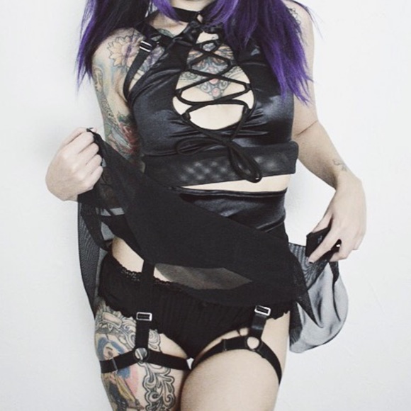 Strappy Satin Mesh Crop Top