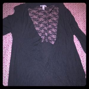 Women's 3x gray open cardigan lace back