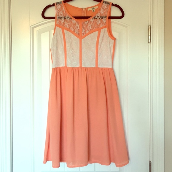 Peach and White Lace Dress