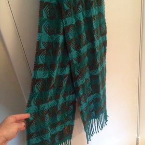 Teal and Brown Lambs Wool Scarf
