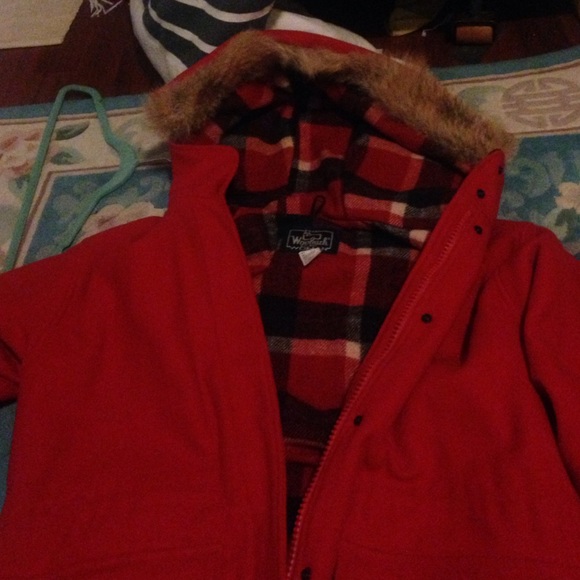 Red woolrich jacket