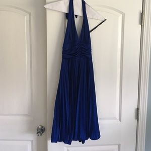 Blue halter formal dress