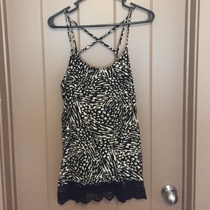 black & white tank with lace detail