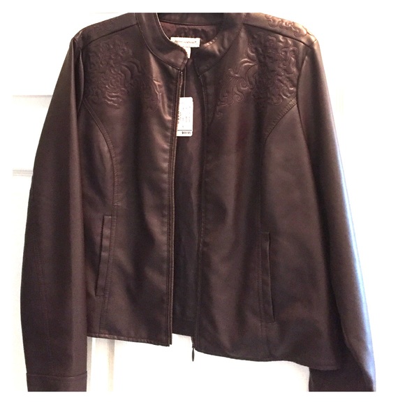 NWT Christopher & banks brown faux leather jacket