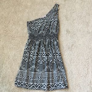 One strap printed gray dress