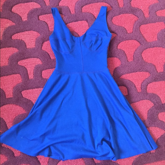 REFORMATION royal blue stretch skater dress