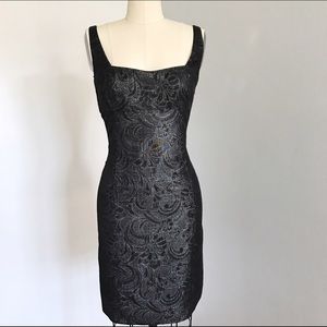 ELIE TAHARI Black Brocade Cocktail Dress S