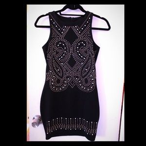 Topshop black embellished bodycon dress