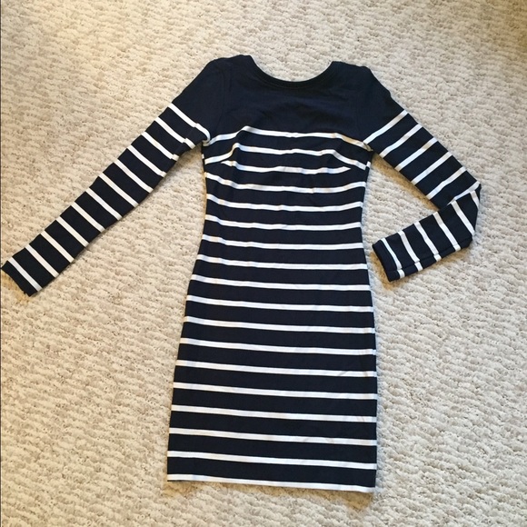 Navy Blue Striped Zara Minidress