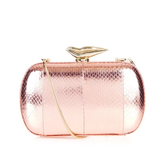 DVF rose gold minaudiere clutch