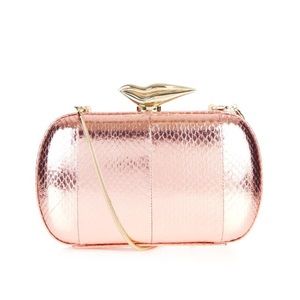 DVF rose gold minaudiere clutch