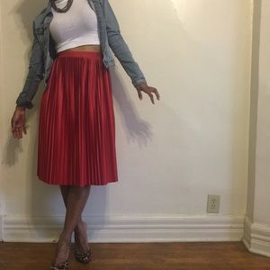 Red Pleated Skirt (TopShop)