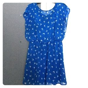 Blue and white printed dress