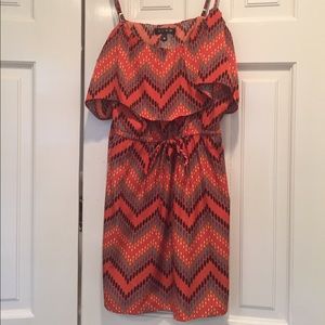 GLAM Orange Chevron Dress