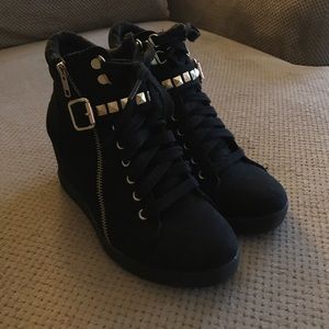 Black Wedge Sneakers