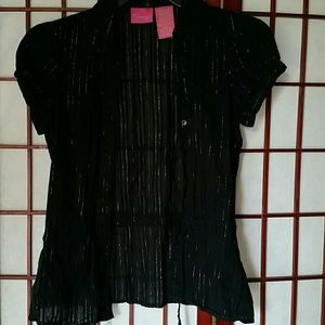 Capped sleeve button down shirt