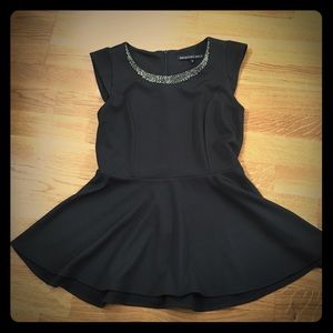 Black Peplum Top W/ Beading Size Large
