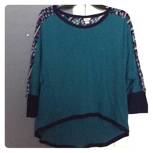 Teal and purple sweater