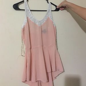 Lace and chiffon tank