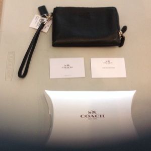 Coach Signature Double Zip Wristlet-Black