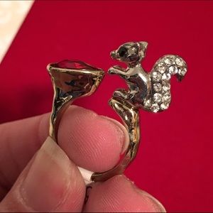 Sweet tiny little gem squirrel ring super cute