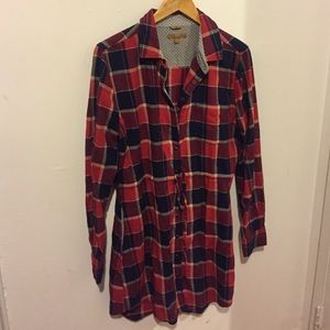 Flannel Dress - Red and Blue
