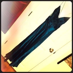 Cache Teal Formal Dress sheer sides