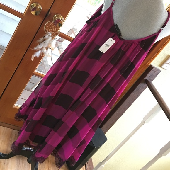 Lane Bryant checkered dress with lace on bottom - Picture 2 of 4