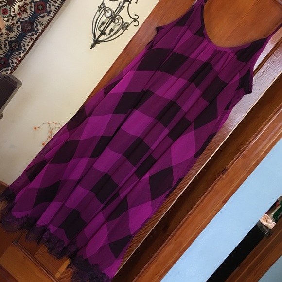 Lane Bryant checkered dress with lace on bottom - Picture 3 of 4