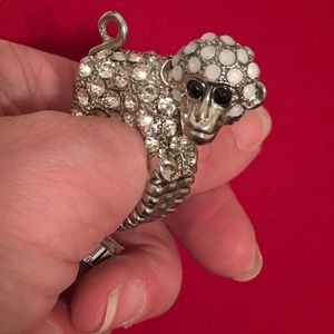 Monkey white crystal stretch bling ring one size