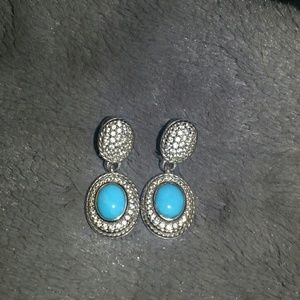 Judith Ripka Turquoise Leverback Earrings(Retired)