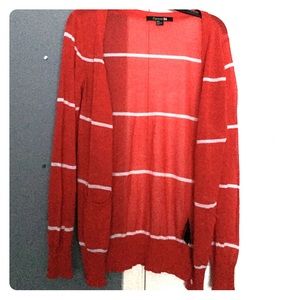 Red and white striped cardigan