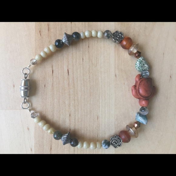 Hand made stone sea turtle bracelet
