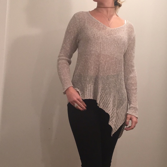 Asymmetrical sheer sweater