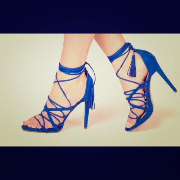 Cobalt Blue Strappy Heeled Sandals