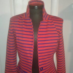 Bobeau Orange and Blue striped blazer Small