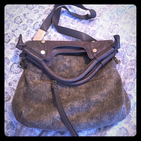 Foley and Corinna shimmery grey shoulder purse